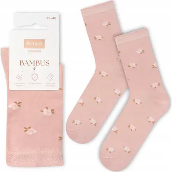 Dámské ponožky Dámské bambusové ponožky SOXO s růžovými květy, dárek pro dívku 35-40