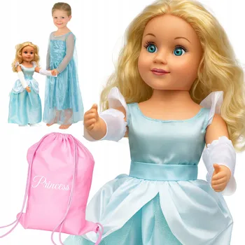 Panenka Vysoká velká panenka princezna s dlouhými vlasy 70 cm Smily Play + batoh vak