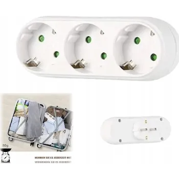 Elektrická zásuvka Adaptér s více zásuvkami, nástěnná zástrčka 3 uzemněné