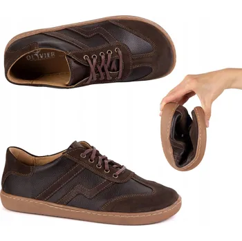 Dámské tenisky Dámské barefoot kožené boty Olivier Eliza, tmavě hnědé, velikost 40