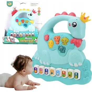 Hudební nástroj pro děti VARHÁNKY PRO DĚTI DINOSAURUS GAZELO BAREVNÝ VZDĚLÁVACÍ HUDEBNÍ NÁSTROJ