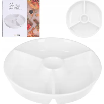 Talíř Talíř na chuťovky dělený bílý porcelán sada na servírování