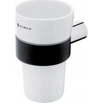 Držák na kartáček Nástěnný držák na zubní kartáčky s keramickým pohárkem, držák černý a chrom NIMCO NA 28058KU