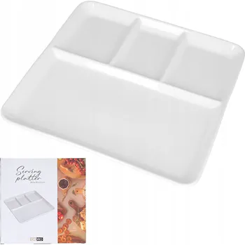 Talíř Talíř na chuťovky dělený bílý porcelánový servírovací