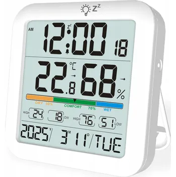 Meteostanice TEPLOMĚR VLHKOMĚR ELEKTRONICKÝ SONDA METEOROLOGICKÁ STANICE HODINY BEZDRÁTOVÝ