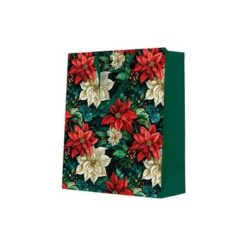 Dárková taška velká - Poinsettia on black 26,5x13x33,5 cm