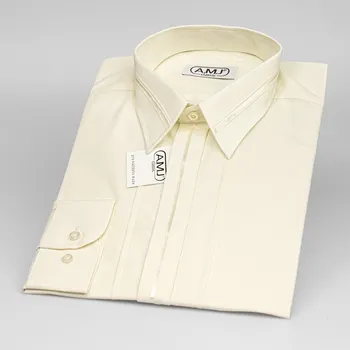 Pánská svatební košile AMJ smetanová JDA016SVAT, dlouhý rukáv, ozdobné prvky, vel. 46