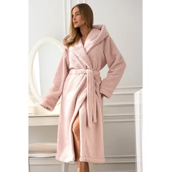 Dámské noční prádlo Dlouhý dámský župan L&L s kapucí, PUDER ROSE S i170_5903672840576