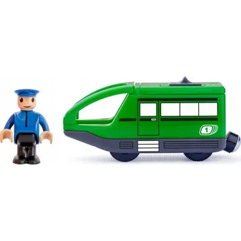 Vláček a vláčkodráha Vláček s mašinfírou na baterie zelený Woody