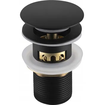 Sifon BALNEO UMYVADLOVÁ VÝPUST S KOŠÍČKEM KLIK KLAK ČERNÁ MOSAZNÁ S PŘEPADEM