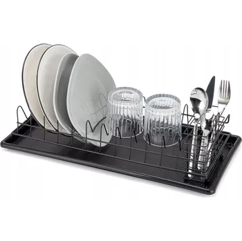 Odkapávač na nádobí Odkapávač na nádobí Elitehoff jednopatrový černý s nádobou na příbory