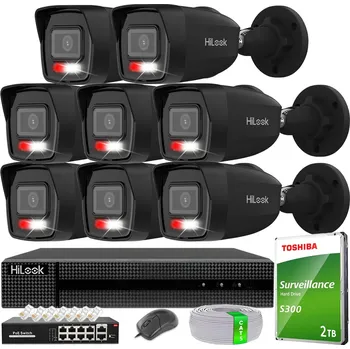 Bezpečnostní kamera SADA 8 KAMER PRO 6MPX IP MONITORING VENKOVNÍ ČERNÉ HILOOK HIK DISK 2TB