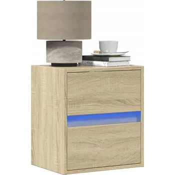 Noční stolek VidaXL Závěsný noční stolek s LED osvětlením, dub sonoma