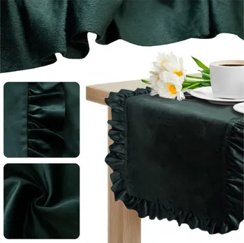 ubrus Běžec na stůl 40x180 Dekorační s volánky Velurový LIGIA