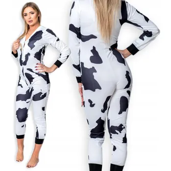 Dámské noční prádlo DÁMSKÉ PYŽAMO DÁREK NA VALENTÝNA PRO DÍVKU/ŽENU, BODY S DLOUHÝM RUKÁVEM, VZOR KRAVA, VELIKOST XL