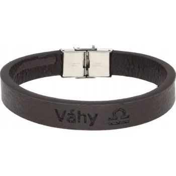 Náramek Pánský kožený náramek hnědý se znamením Váhy