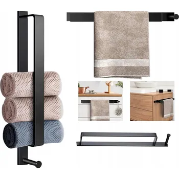 Držák na ručník SAMOLEPICÍ DRŽÁK NA RUČNÍKY BEZ VRTÁNÍ Z NEREZOVÉ OCELI ČERNÝ