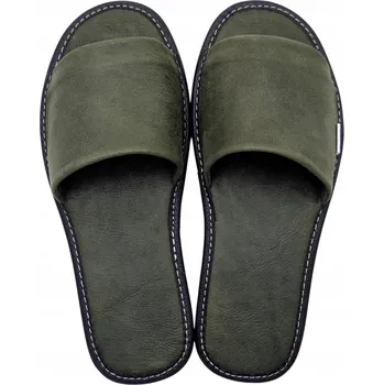 Pracovní obuv DÁMSKÉ KOŽENÉ SANDÁLE pohodlné kožené pantofle LAHVOVO ZELEŇ KHAKI 41