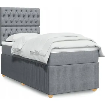 Postel Čalouněná jednolůžková postel VidaXL 90x200 cm, odstíny šedé