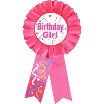 Party dekorace Narozeninový odznak Birthday Girl - růžový