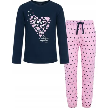 Dívčí pyžamo Dětské pyžamo dívčí tmavě modro-růžové velikost 104 Srdce Endo