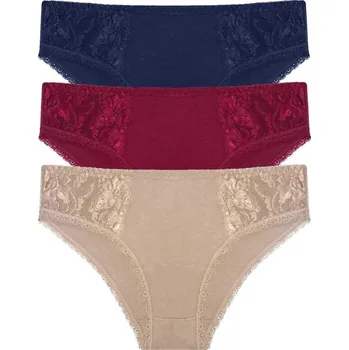 Kalhotky Helga bavlněné kalhotky s krajkou 9086 -3 ks M vícebarevná