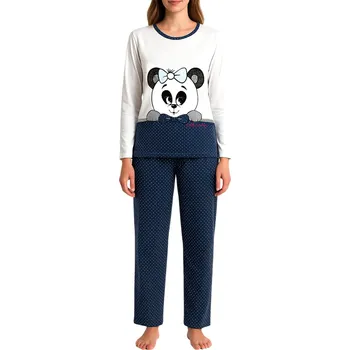 Dámské noční prádlo Dámské bavlněné pyžamo Panda 2307 3XL tmavě modrá