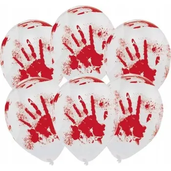 Balónek Balónky Amscan zakrvácené ruce 25 cm bílo-červené 6 ks
