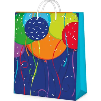 Party dekorace Dárková taška malá - Balónky a konfety (17,8 × 9,8 × 22,9 cm)