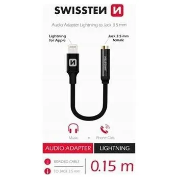 Audio kabel Adaptér Lightning - Jack 3,5mm swissten Textilní