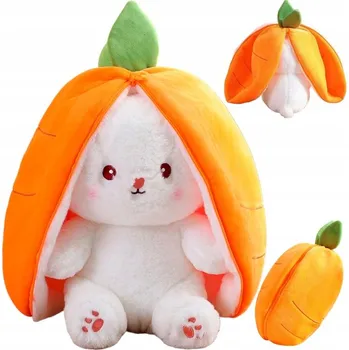 plyšák PLYŠÁK KRÁLÍK MRKEV UŠI 2v1 25 cm VELKÝ V MRKVI PLYŠOVÝ