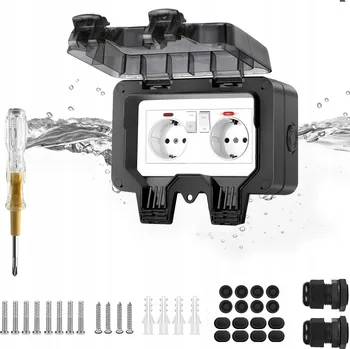 Elektrická zásuvka VODĚODOLNÁ ZAHRADNÍ ZÁSUVKA VENKOVNÍ IP66 VODOTĚSNÁ ZÁSUVKA