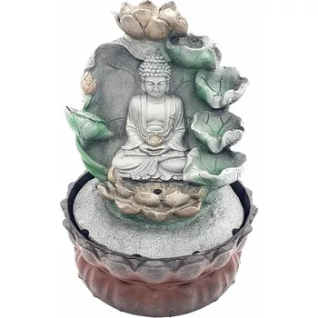 Pokojová fontána Buddha na lotosovém květu s květinovou fontánou cca 26 cm