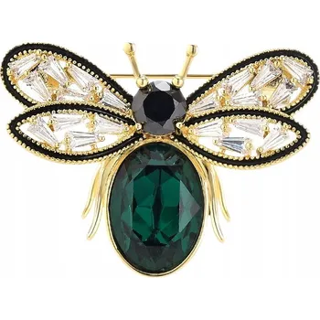 Brož PINETS Brož Moucha zelená hmyz pozlacená 14K zlatem