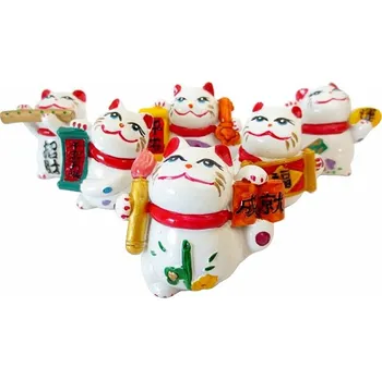 Nefertitis Maneki neko sada 6 koček pro štěstí 6 x cca 5 cm soška
