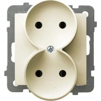 Elektrická zásuvka OSPEL DVOJITÁ ZÁSUVKA 2X2P ECRU AS GP-2GR/m/27
