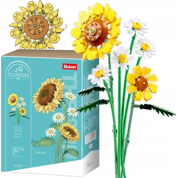 ostatní stavebnice Stavebnice SLUNEČNICE s BERUŠKAMI KYTICE KVĚTIN SADA PUZZLE 3D 329 dílků.