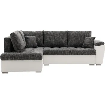 Sedací souprava Rozkládací rohová sedací souprava VEGAS 245/190 Tmavě šedá/bílá eko-kůže Levá