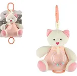 Růžový medvěd 18 cm na postýlku/kočárek s natahovacím hracím strojkem