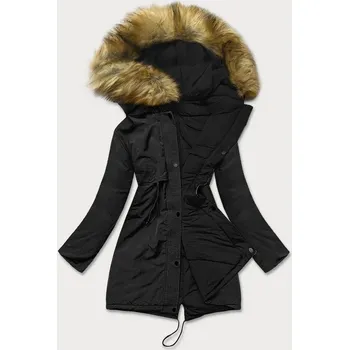 Dámská cargo bunda Černá oboustranná zimní bunda pro ženy s kapucí a kožešinou, odstíny černé XXL (44) i392_18759-48