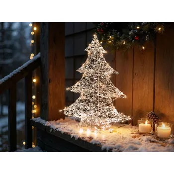 Bytová dekorace Beliani LED BLONDUOS Vánoční stromek 60 cm Stříbrná