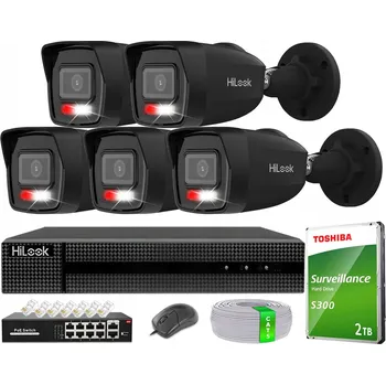 Bezpečnostní kamera SADA 5 KAMER PRO MONITORING 6MPX IP VENKOVNÍ ČERNÉ HILOOK HIK DISK 2TB