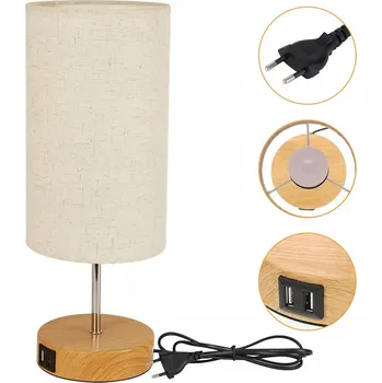 Lampička MODERNÍ STOLNÍ LAMPA DOTYKOVÁ LED E27 3000K + 2x USB NABÍJENÍ