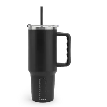 Termohrnek JOYNER XL. Velký cestovní hrnek z nerezové oceli (91 % recyklovaný) s vakuově izolovanou dvojitou stěnou a matným povrchem 1300 ml 1 bottom back, 20 x 70 Gravírování laserem, 1 barva