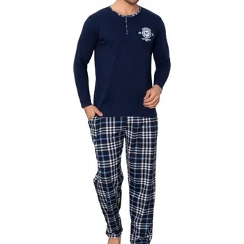 Pánské pyžamo Pánské pyžamo dlouhý rukáv dlouhé kalhoty bavlna 2XL XXL