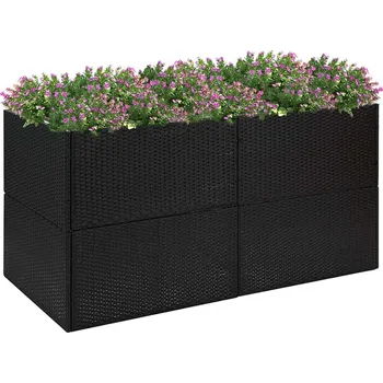 Truhlík OMAXI Zahradní truhlík černý 157 x 80 x 80 cm polyratan 908204
