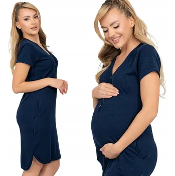 Dámská noční košile FORMOMMY NOČNÍ KOŠILE S ŽEBROVANÝM TĚHOTENSKÝM PYŽAMEM PRO KOJENÍ M