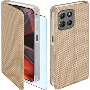 Pouzdro na mobilní telefon Flipové pouzdro KrainaGSM pro Motorola Moto E15, Moto G05, Moto G15 Power, zlaté