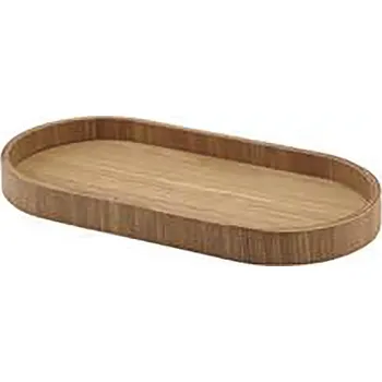 GenWare Servírovací podnos, dřevěná dýha, oválný, hnědý, délka: 230 mm, šířka: 110 mm