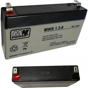 Záložní baterie Akumulátor VRLA AGM 6V/1,3Ah úhlový, terminál faston 187, 0,31 kg